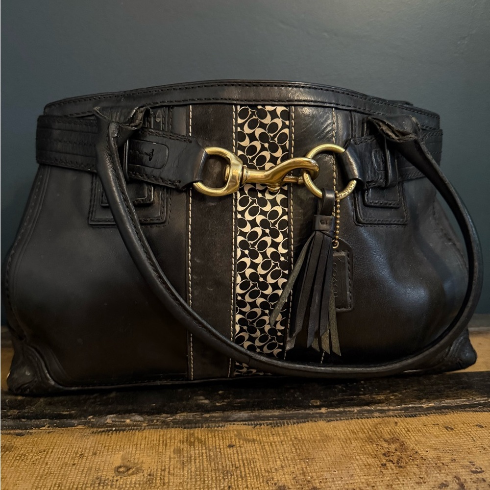 PURSE SALE! Coach Black and Gold Leather Bag